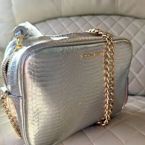 New Victoria Secret Metallic Crossbody Bag with Gold Chain
